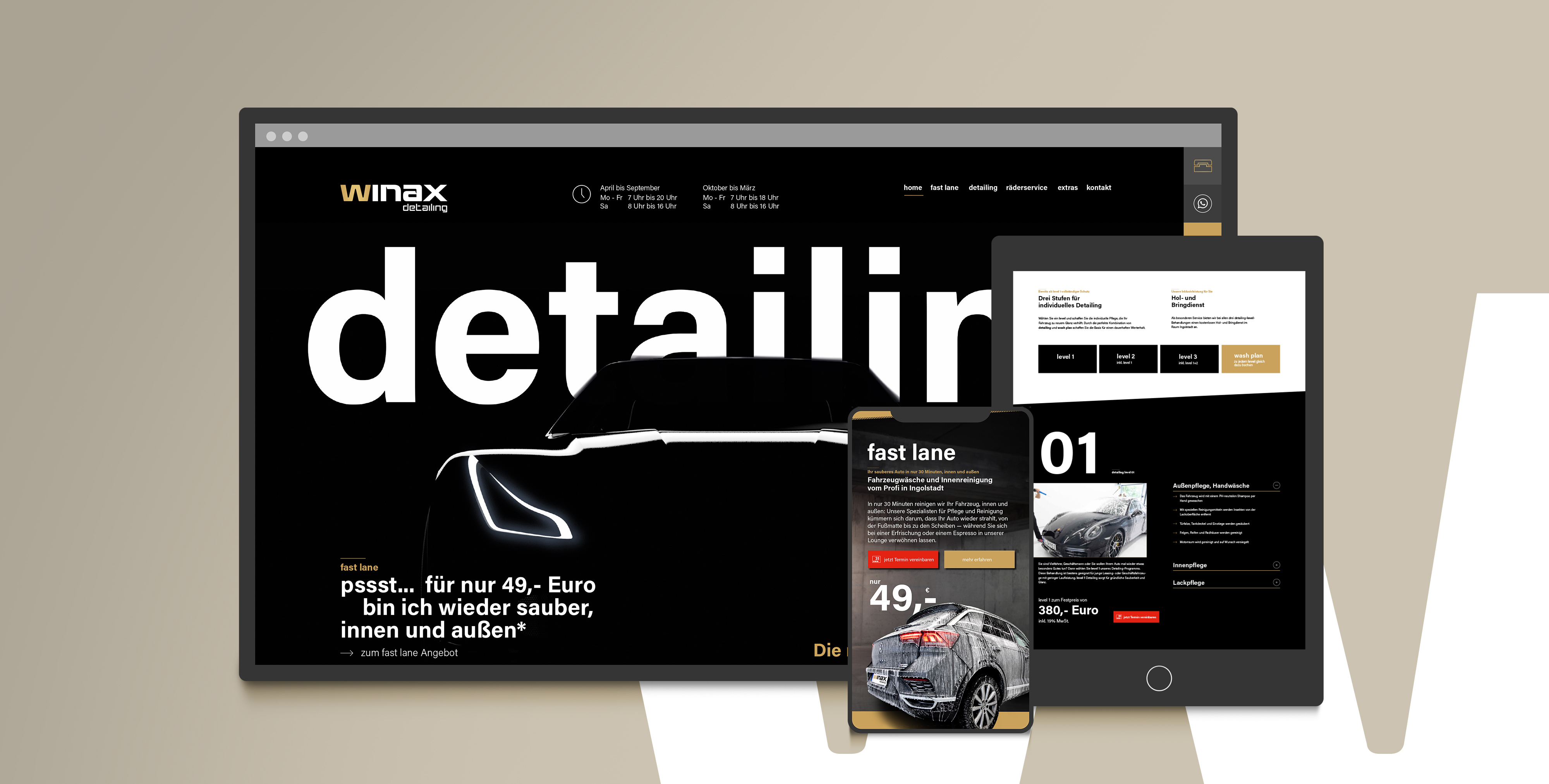 Neue Webseite für winax detailing, frisch aufpoliert mit responsive Design und on-page SEO